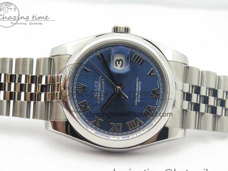 0116 DateJust 36mm SS 116200 ARF 1:1 Best Edition Blue Roman Dial On 904L SS Jubilee Bracelet SA GoodFit 3520